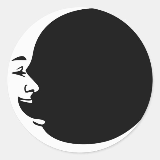 Rode Maan Paarse Maan Groene Maan Wit Lachend Man Ronde Sticker (Voorkant)