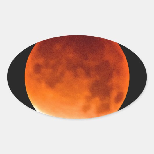 Rode Maan Rijzend Ovale Sticker (Voorkant)