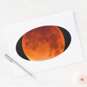 Rode Maan Rijzend Ovale Sticker (Envelop)