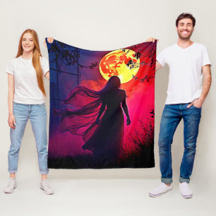 Rode Maan Schaduw Vrouw Mysterie Design Fleece Deken