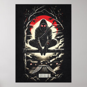 Rode Maan Shinobi, Ninja, Japanse Anime Tatoeage K Poster