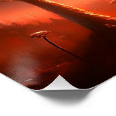 Rode maan van een blauwe planeet perfect poster (Hoek)