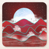 Rode Maanopkomst Kartonnen Onderzetters (Voorkant)