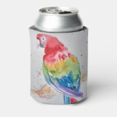 Rode Macaw papegaai Vogel Aquarel Art Design Can C Blikjeskoeler (Blikje Achterkant)