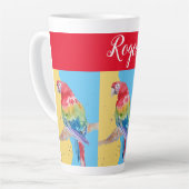 Rode Macaw Parrot Mannen naam KunstMok schilderen Latte Mok (Linkerhoek)