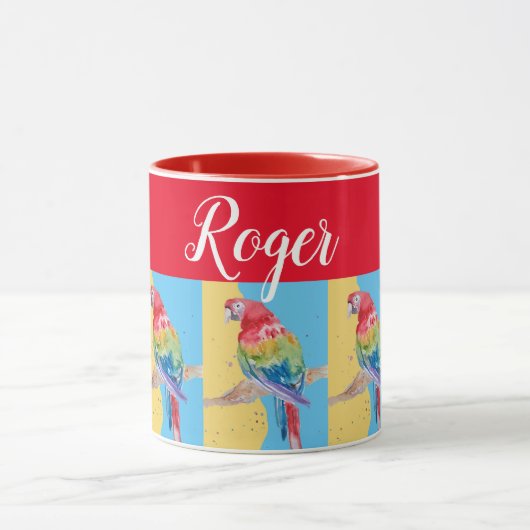 Rode Macaw Parrot Mannen naam KunstMok schilderen Mok (Midden)