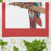Rode Macaw Parrots Parrot Bird Waterverf Kitchen Theedoek (Gevouwen)