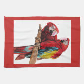 Rode Macaw Parrots Parrot Bird Waterverf Kitchen Theedoek (Horizontaal)