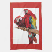 Rode Macaw Parrots Parrot Bird Waterverf Kitchen Theedoek (Verticaal)