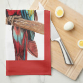 Rode Macaw Parrots Parrot Bird Waterverf Kitchen Theedoek (Quarter Fold)
