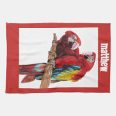 Rode Macaw Parrots Parrot Bird Waterverf Kitchen Theedoek (Horizontaal)