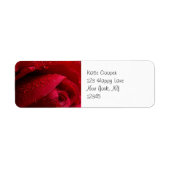 Rode macroRoos met waterdruppels Etiket (Voorkant)