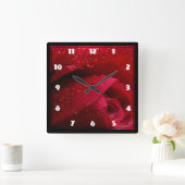 Rode macroRoos met waterdruppels Vierkante Klok (Huis)