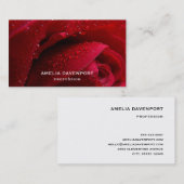 Rode macroRoos met waterdruppels Visitekaartje (Voorkant / Achterkant)