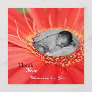 Rode Madelief Bloem Kind Bedankt Baby Aankondiging