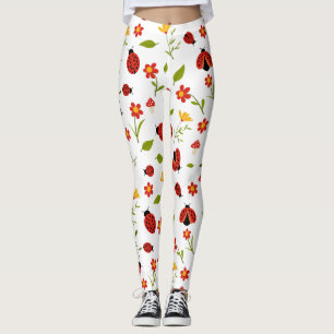 Rode Madeliefje Lieveheersbeestje Bloem Tuin Leggi Leggings
