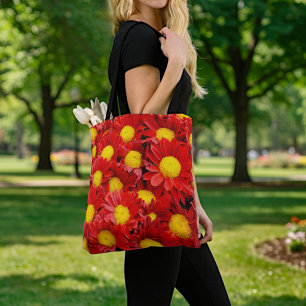 Rode Madeliefjes Boodschappentas Tote Bag