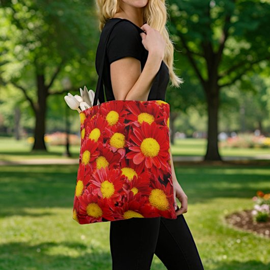 Rode Madeliefjes Boodschappentas Tote Bag