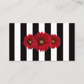 Rode madeliefjes en strepen bruiloft register invo informatiekaartje (Achterkant)