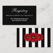 Rode madeliefjes en strepen bruiloft register invo informatiekaartje (Voorkant / Achterkant)