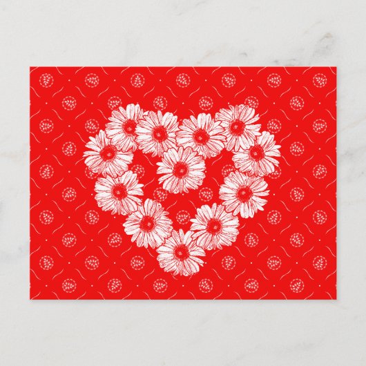 Rode Madeliefjesketting Hart Briefkaart (Voorkant)