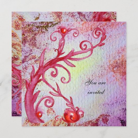 RODE MAGIE WERVELT IN PAARSE GELE GOUDE VONKEN KAART (Voorkant / Achterkant)