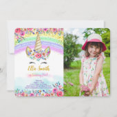 Rode Magische Eenhoorn Foto Uitnodiging (Voorkant)