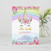 Rode Magische Eenhoorn Uitnodiging (Staand voorkant)