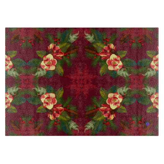 Rode Magnolia Kerstbloem Snijplank (Voorkant)