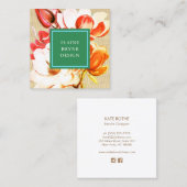 Rode Magnolia Waterverf Bloemen Visitekaartje (Voorkant / Achterkant)