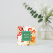 Rode Magnolia Waterverf Bloemen Visitekaartje (Staand voorkant)