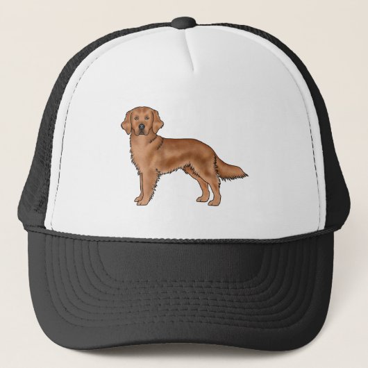 Rode Mahogany Golden Retriever Schattigee Cartoon  Trucker Pet (Voorkant)