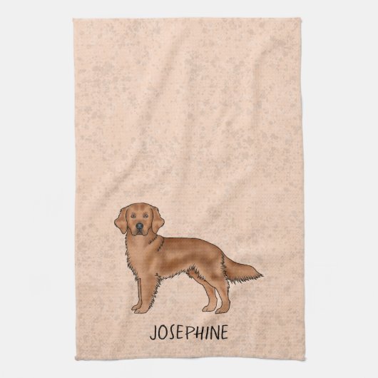 Rode Mahonie Golden Retriever Hond met aangepaste  Theedoek (Verticaal)