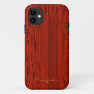 Rode Mahonie Houten Graan Patroon Kijk iPhone 11 Hoesje