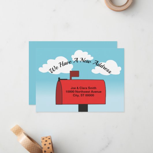 Rode Mailbox Wijziging van adres 4x6 Flat Note Kaa Notitiekaartje (Voorkant / Achterkant in situ)