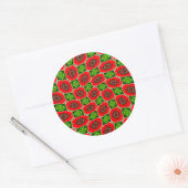 Rode maïs papaver patroon ronde sticker (Envelop)