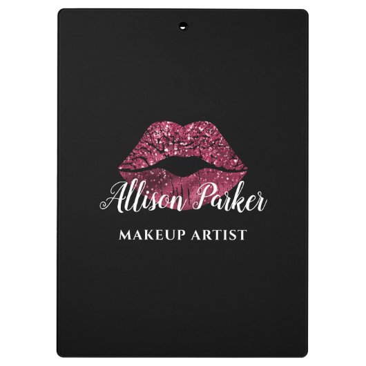 Rode MAKE-UP ARTIEST Logo Kiss Naam Klembord (Achterkant)