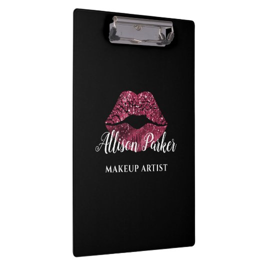 Rode MAKE-UP ARTIEST Logo Kiss Naam Klembord (Rechts)