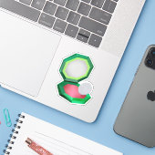 Rode Make-up in Groen Compact Sticker (Laptop met iPhone)