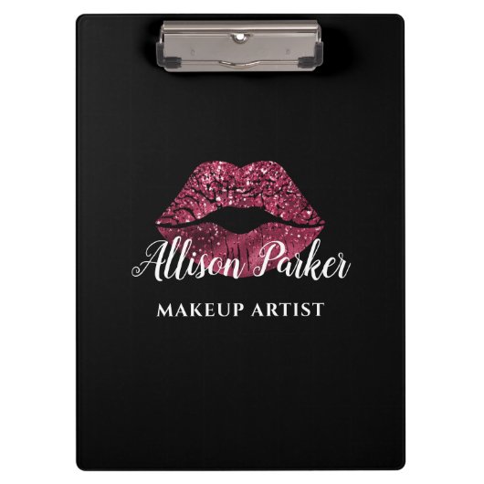 Rode MAKEUP ARTIST Logo Kus Naam Klembord (Voorkant)