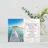 Rode Malediven trouwfoto dank u Bedankkaart (Staand voorkant)