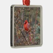 Rode Man Kardinaal Seizoen Groeten Metalen Ornament (Rechts)