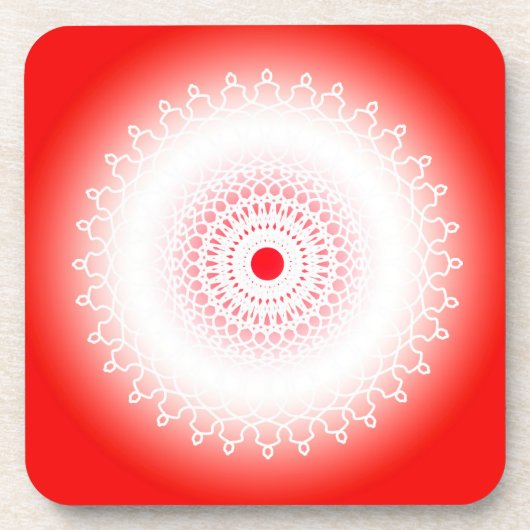 Rode mandala bier onderzetter (Voorkant)