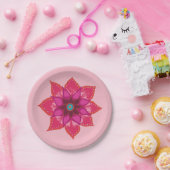 Rode Mandala bloemkunst Papier Bord (Feest)