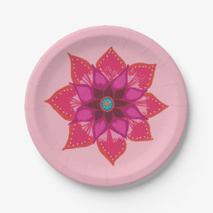 Rode Mandala bloemkunst Papier Bord