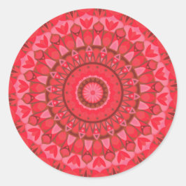Rode Mandala Boho Geometrische Warme Aesthetische  Ronde Sticker