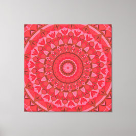 Rode Mandala Boho Geometrische Warme Statement Dec Canvas Afdruk