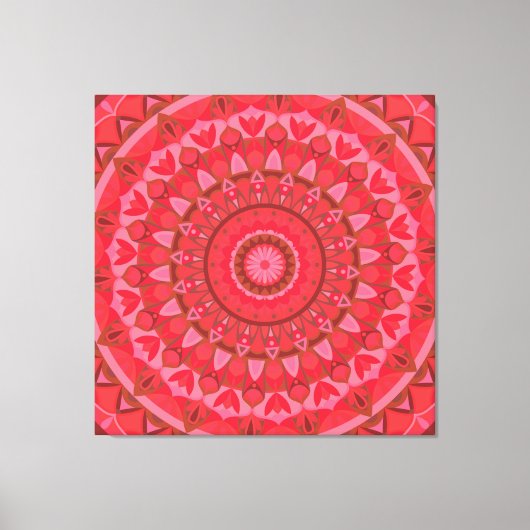 Rode Mandala Boho Geometrische Warme Statement Dec Canvas Afdruk (Voorkant)