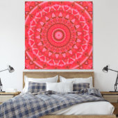Rode Mandala Boho Geometrische Warme Statement Dec Canvas Afdruk (Insitu (Slaapkamer))