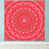 Rode Mandala Boho Geometrische Warme Statement Dec Canvas Afdruk (Insitu (Houten vloer))